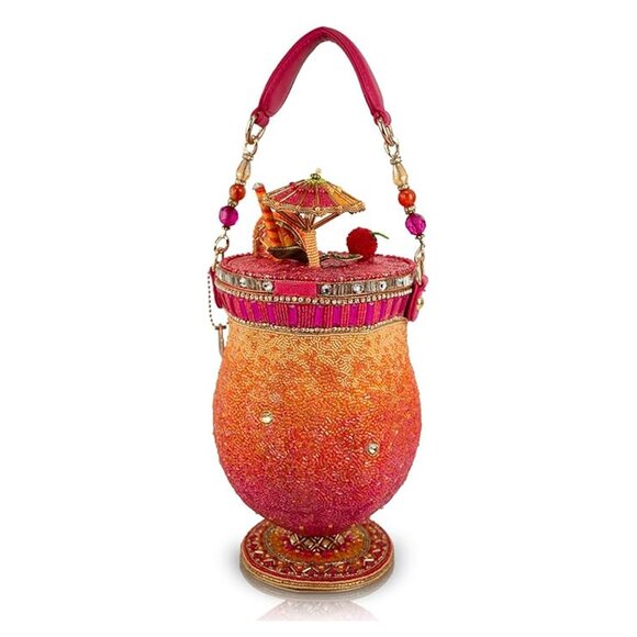 Mary Frances Paradise Punch Cocktail Top Handle Bag Handbag Gold Pink Purse NEW - Picture 2 of 4